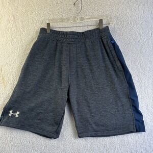 Under Armour Heat Gear Gray  Blue  Shorts Size M Logo Elastic Band